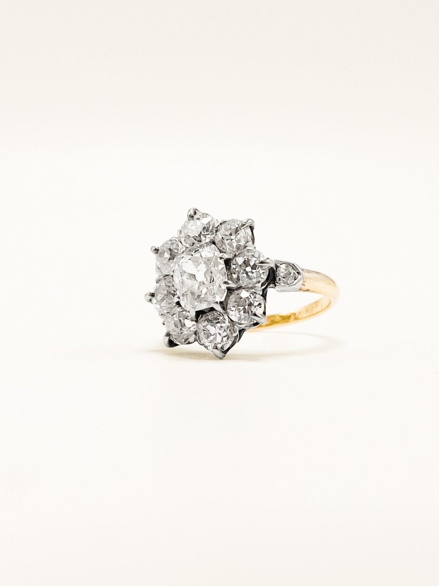 Bague Marguerite en or jaune, argent et diamants - Castafiore