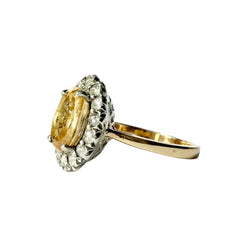 Bague Marguerite en or jaune, argent, saphir et diamants - Castafiore