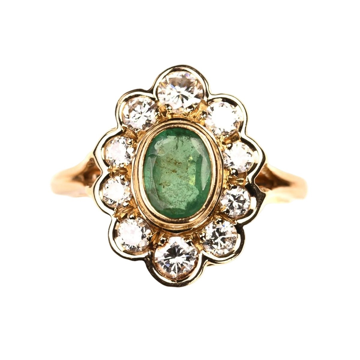 Bague Marguerite en or jaune, émeraude et diamants - Castafiore