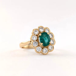 Bague Marguerite en or jaune, émeraude et diamants - Castafiore