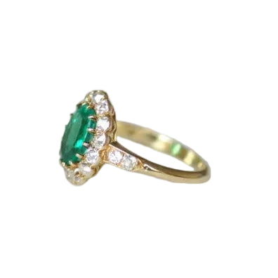 Bague Marguerite en or jaune, émeraude et diamants - Castafiore