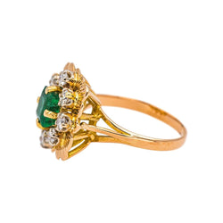 Bague Marguerite en or jaune, émeraude et diamants - Castafiore