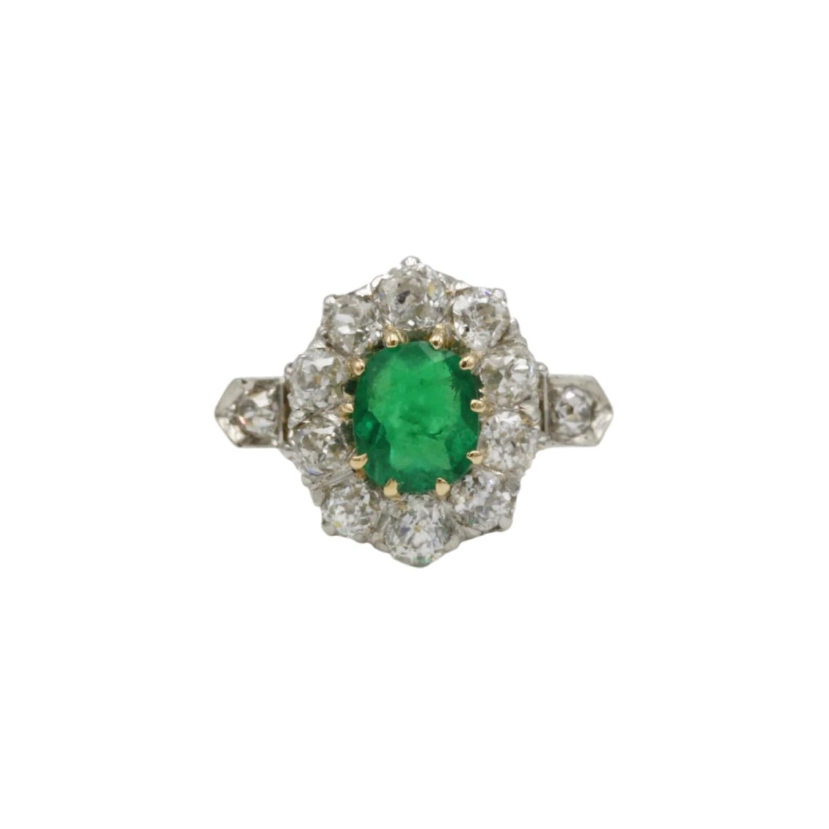 Bague Marguerite en or jaune, émeraude et diamants - Castafiore