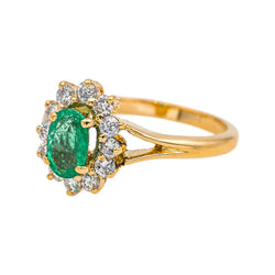 Bague Marguerite en or jaune, émeraude et diamants - Castafiore