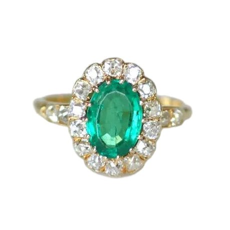 Bague Marguerite en or jaune, émeraude et diamants - Castafiore
