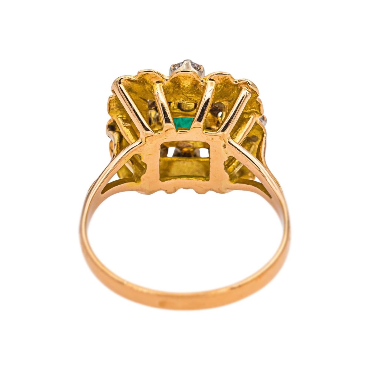 Bague Marguerite en or jaune, émeraude et diamants - Castafiore