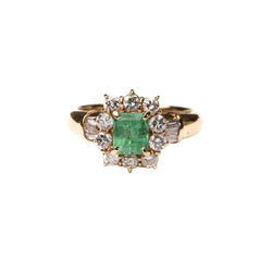 Bague Marguerite en or jaune, émeraude et diamants - Castafiore