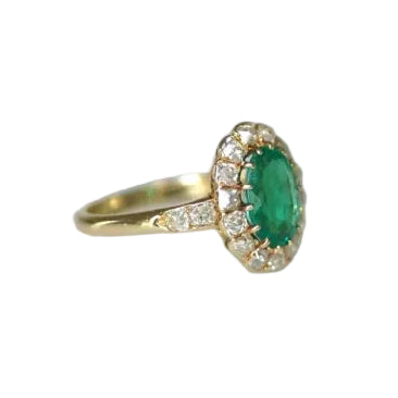 Bague Marguerite en or jaune, émeraude et diamants - Castafiore