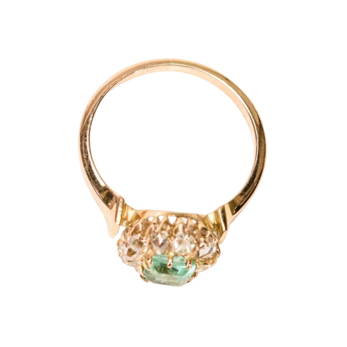 Bague Marguerite en or jaune, émeraude et diamants - Castafiore
