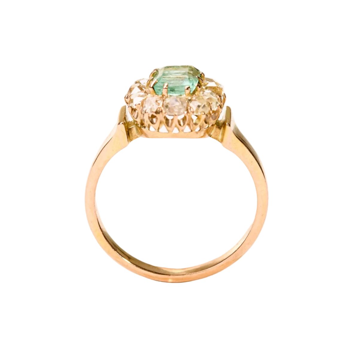 Bague Marguerite en or jaune, émeraude et diamants - Castafiore