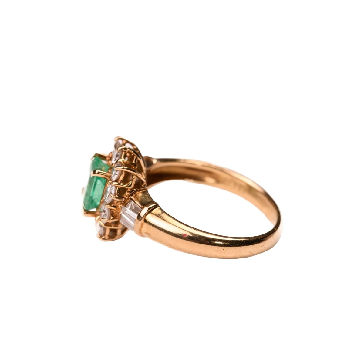 Bague Marguerite en or jaune, émeraude et diamants - Castafiore