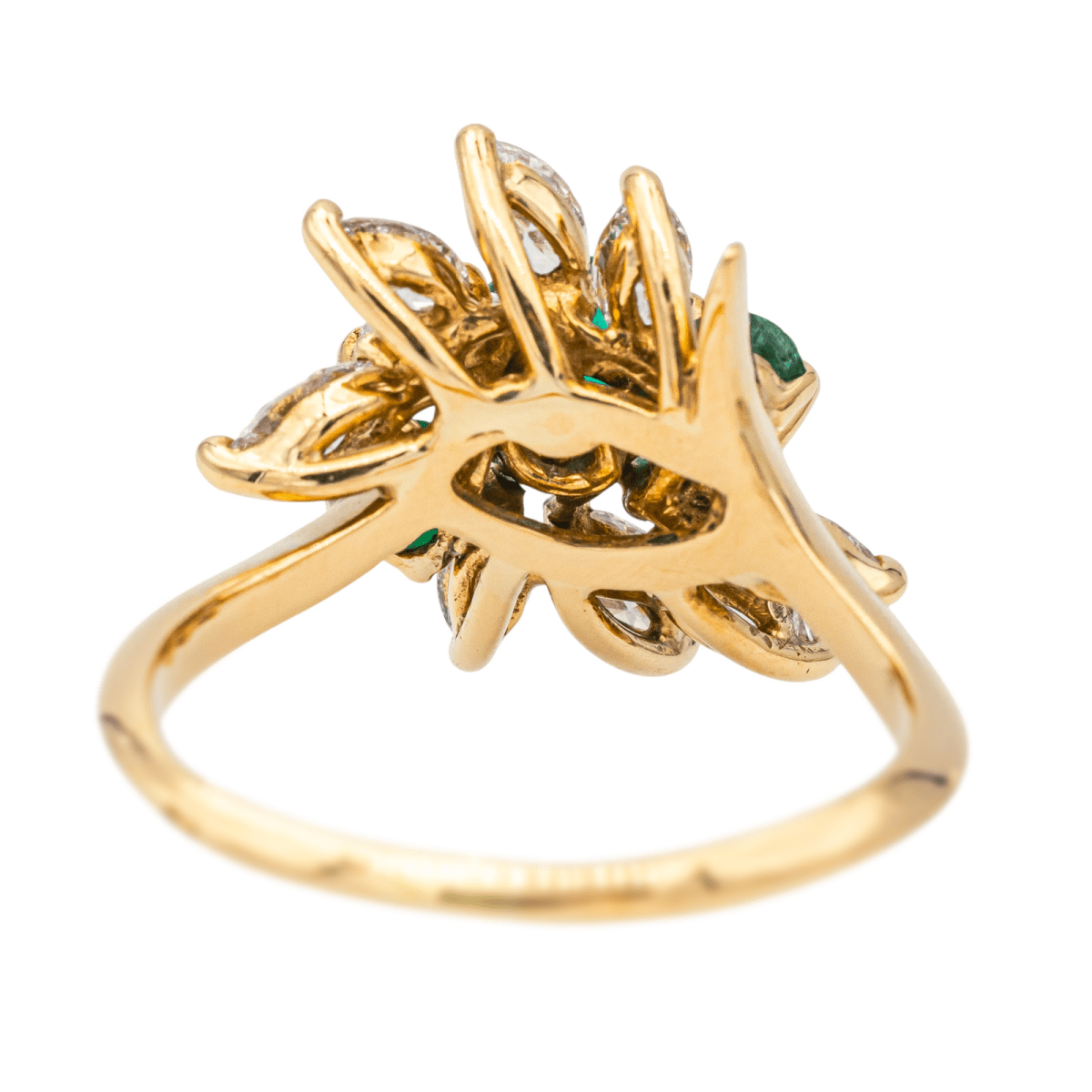 Bague Marguerite en or jaune, émeraudes et diamants - Castafiore