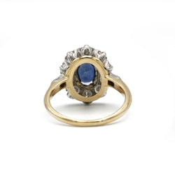 Bague marguerite en or jaune et platine avec diamants et saphir - Castafiore