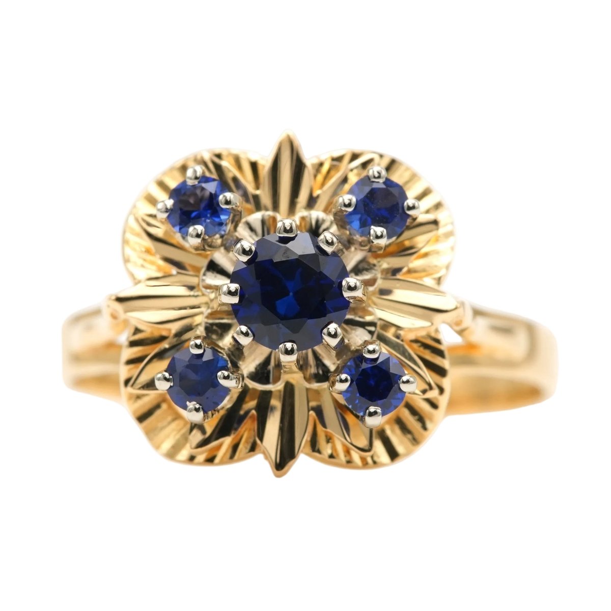 Bague Marguerite en or jaune et saphirs - Castafiore