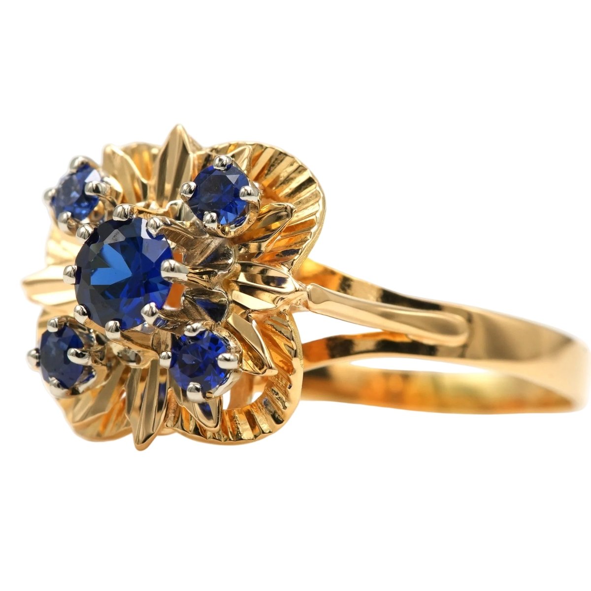 Bague Marguerite en or jaune et saphirs - Castafiore