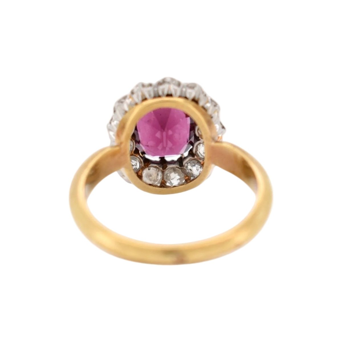 Bague Marguerite en or jaune, grenat et diamants - Castafiore