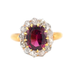 Bague Marguerite en or jaune, grenat et diamants - Castafiore