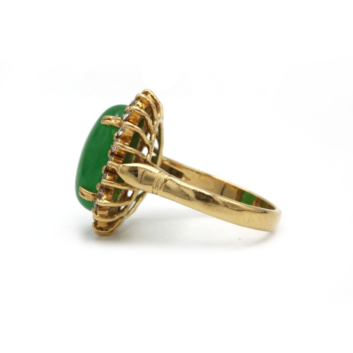 Bague Marguerite en or jaune, jade et diamants - Castafiore