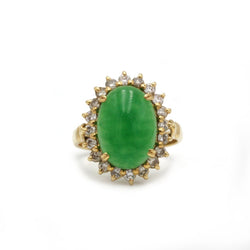 Bague Marguerite en or jaune, jade et diamants - Castafiore