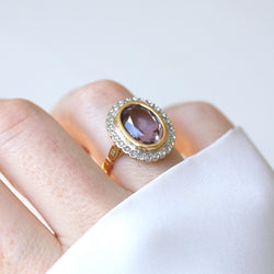 Bague Marguerite en or jaune, or blanc, améthyste et diamants - Castafiore