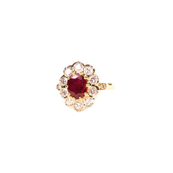 Bague Marguerite en or jaune, or blanc, rubis et diamants - Castafiore