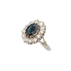 Bague Marguerite en or jaune, or blanc, saphir, et diamants - Castafiore