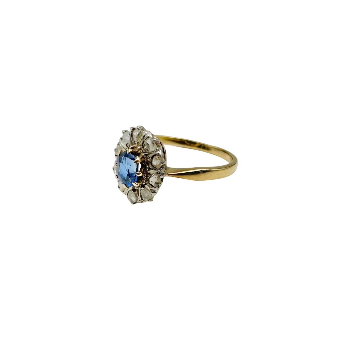 Bague Marguerite en or jaune, or blanc, saphir et diamants - Castafiore