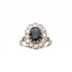 Bague Marguerite en or jaune, or blanc, saphir, et diamants - Castafiore
