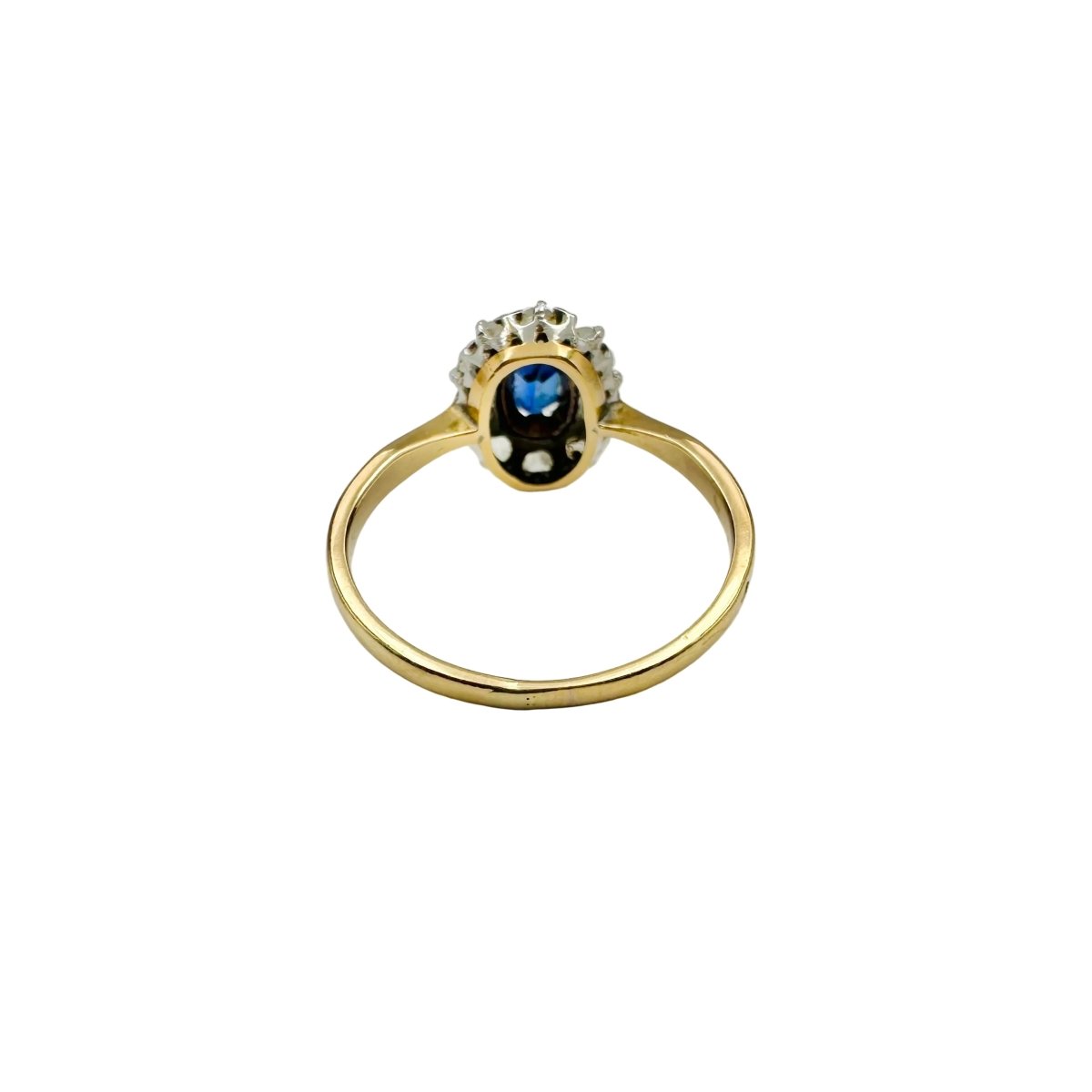 Bague Marguerite en or jaune, or blanc, saphir et diamants - Castafiore