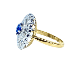 Bague Marguerite en or jaune, or blanc, saphir et diamants - Castafiore
