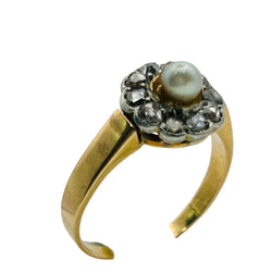 Bague Marguerite en or jaune, perle et diamants - Castafiore