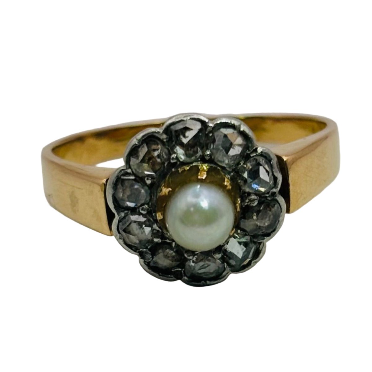 Bague Marguerite en or jaune, perle et diamants - Castafiore