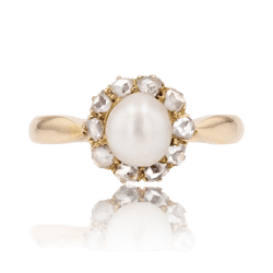 Bague Marguerite en or jaune, perle et diamants - Castafiore