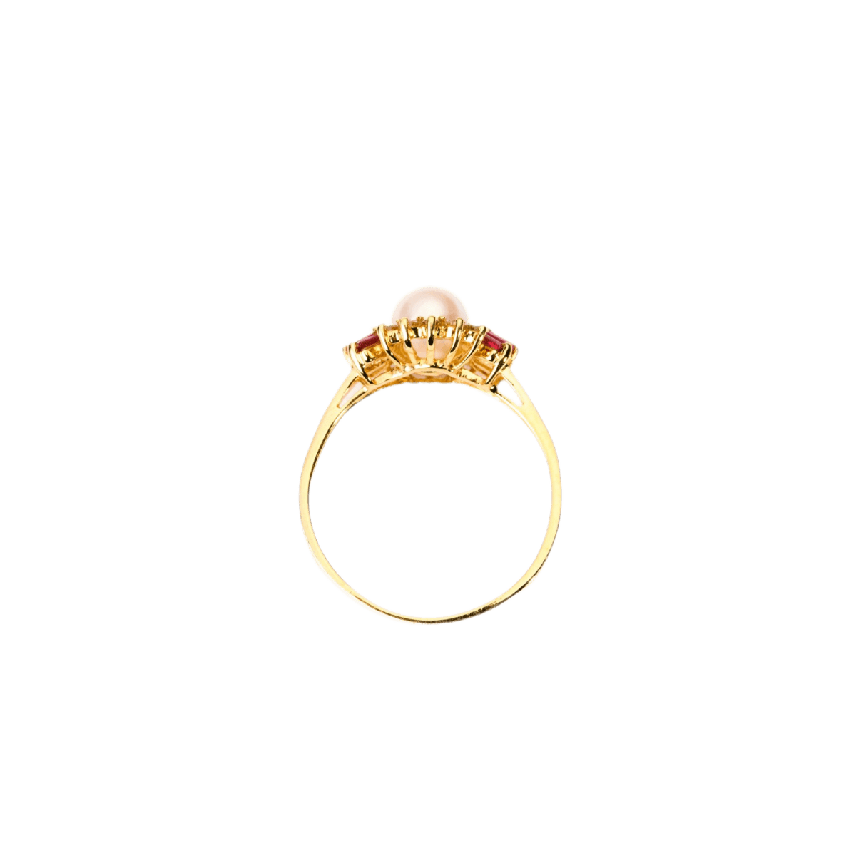 Bague Marguerite en or jaune, perle, rubis et diamants - Castafiore