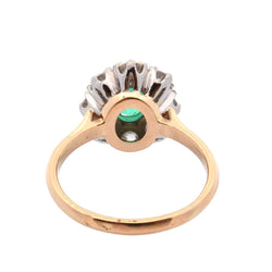 Bague Marguerite en or jaune, platine, émeraude et diamants - Castafiore