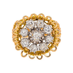 Bague Marguerite en or jaune, platine et diamants - Castafiore