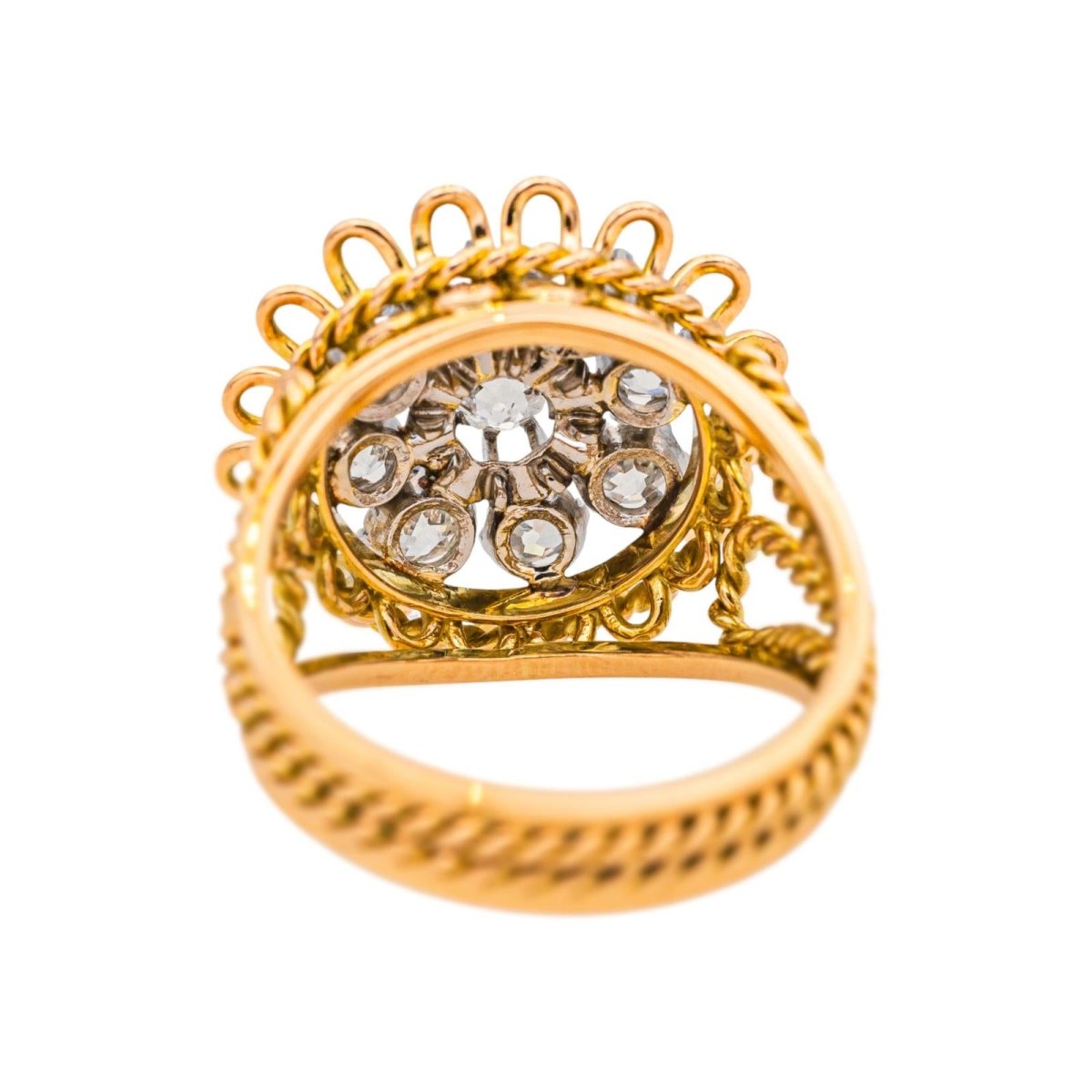 Bague Marguerite en or jaune, platine et diamants - Castafiore