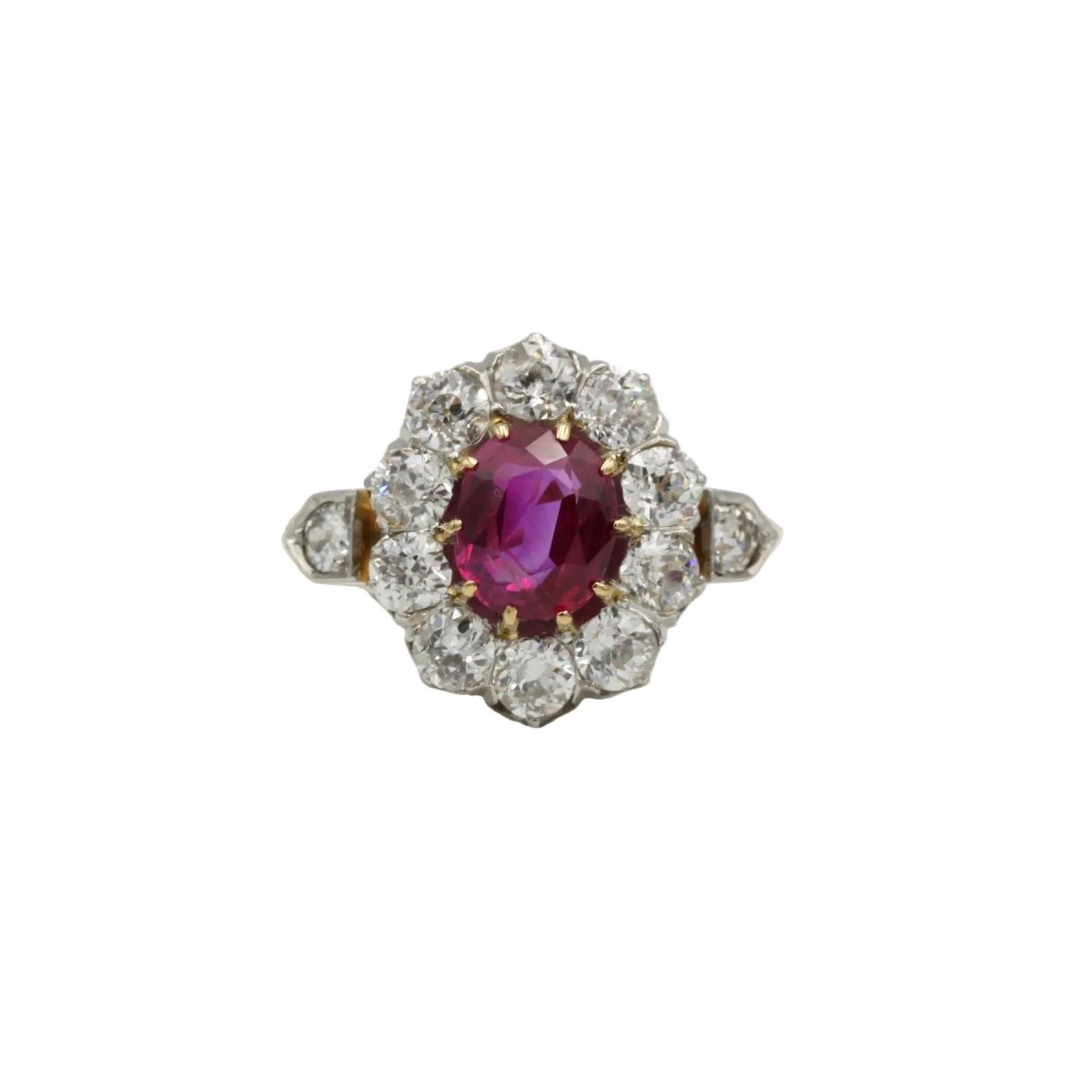 Bague Marguerite en or jaune, platine, rubis et diamants - Castafiore