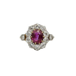 Bague Marguerite en or jaune, platine, rubis et diamants - Castafiore