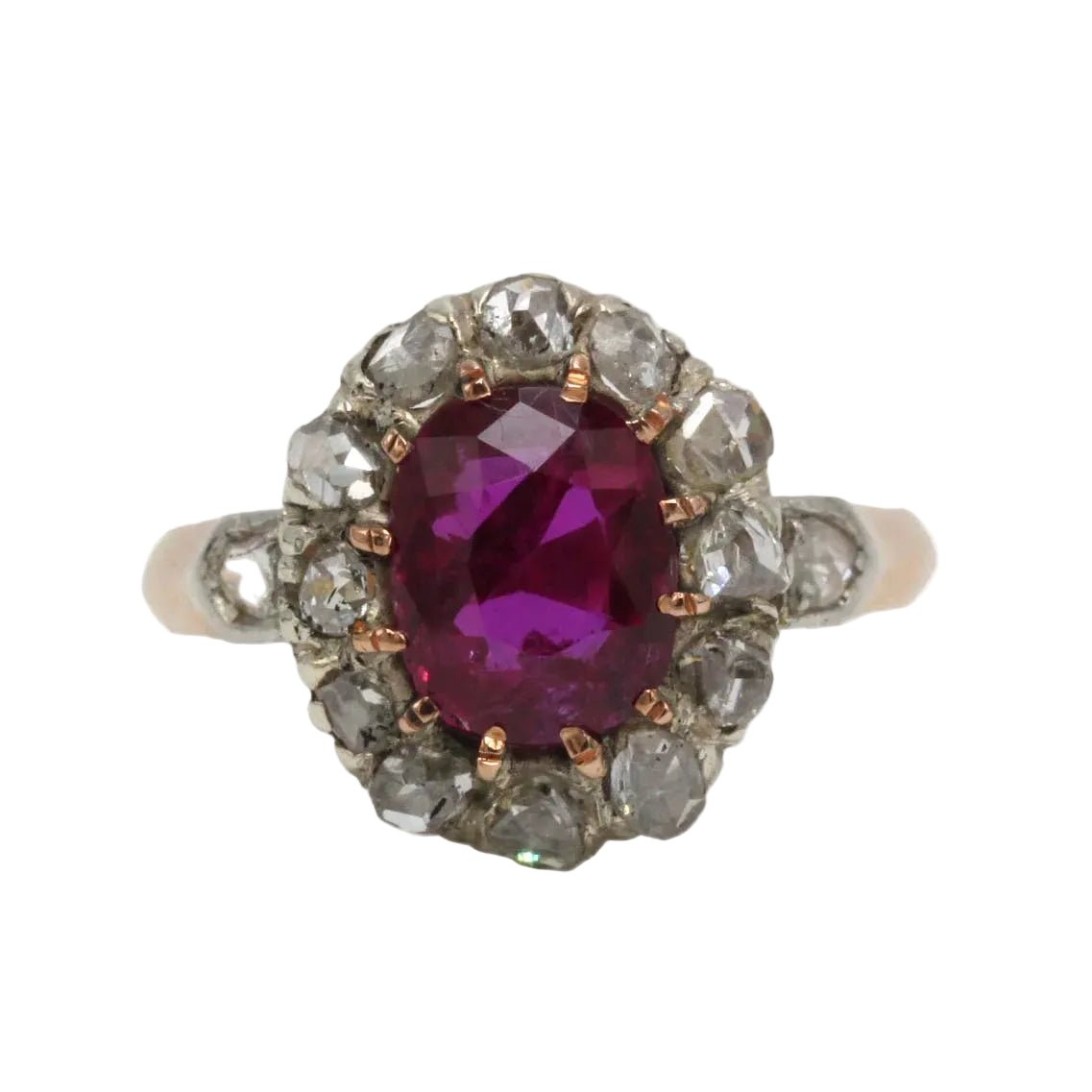 Bague Marguerite en or jaune, platine, rubis et diamants - Castafiore