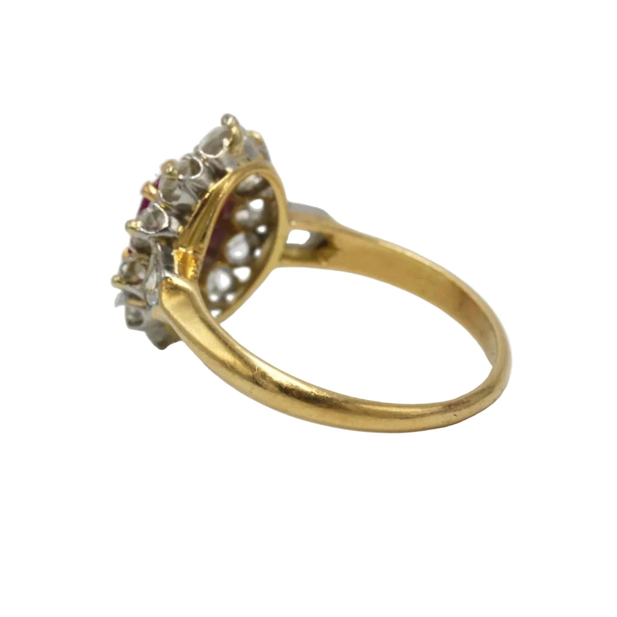 Bague Marguerite en or jaune, platine, rubis et diamants - Castafiore