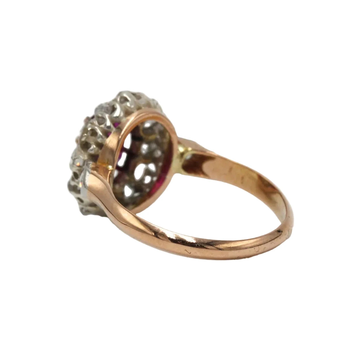 Bague Marguerite en or jaune, platine, rubis et diamants - Castafiore