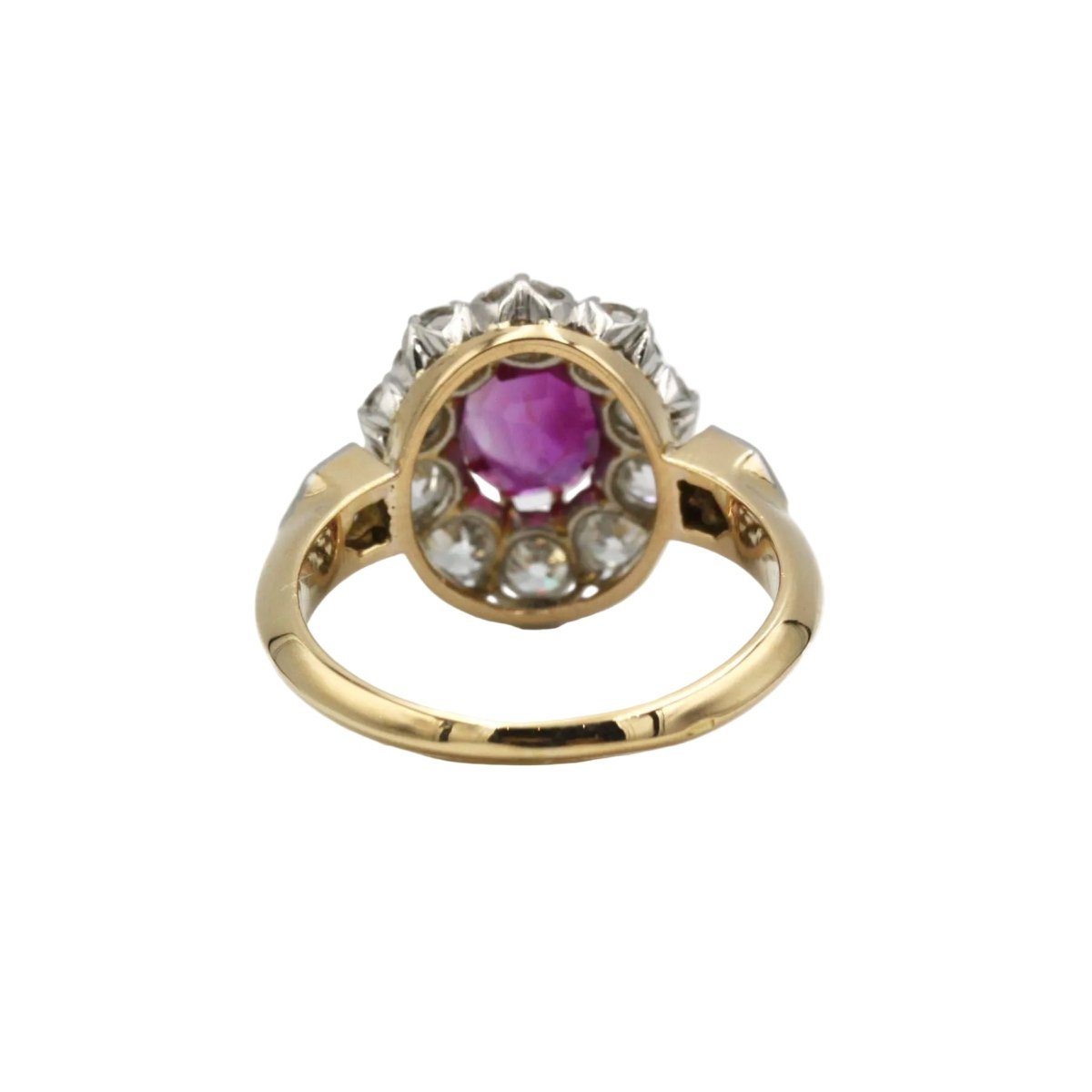 Bague Marguerite en or jaune, platine, rubis et diamants - Castafiore
