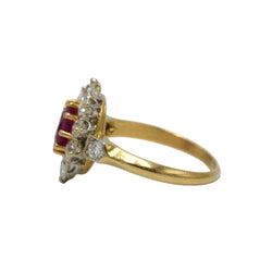 Bague Marguerite en or jaune, platine, rubis et diamants - Castafiore