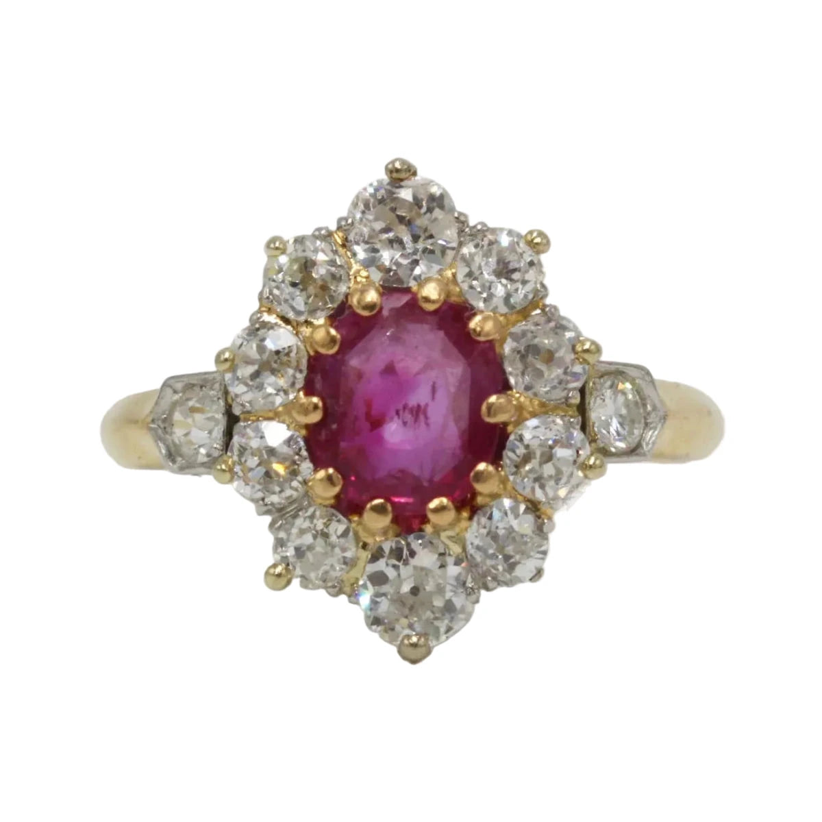 Bague Marguerite en or jaune, platine, rubis et diamants - Castafiore