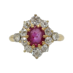 Bague Marguerite en or jaune, platine, rubis et diamants - Castafiore