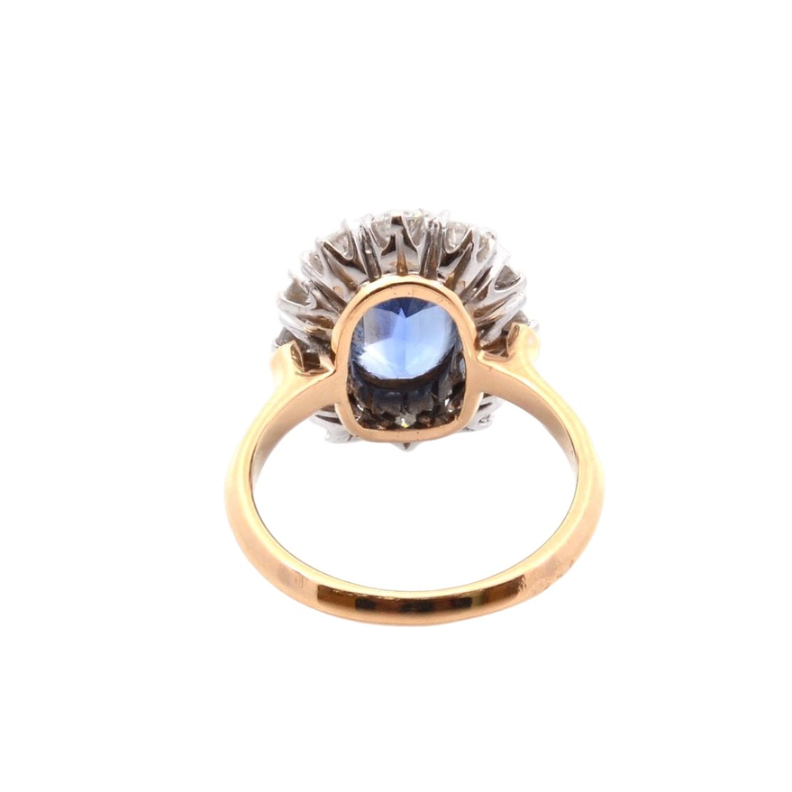 Bague Marguerite en or jaune, platine, saphir, et diamants - Castafiore