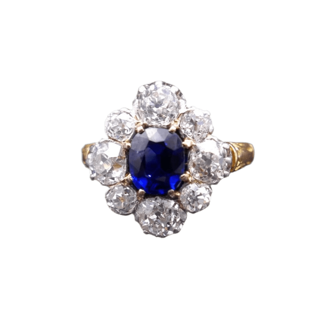 Bague Marguerite en or jaune, platine, saphir et diamants - Castafiore