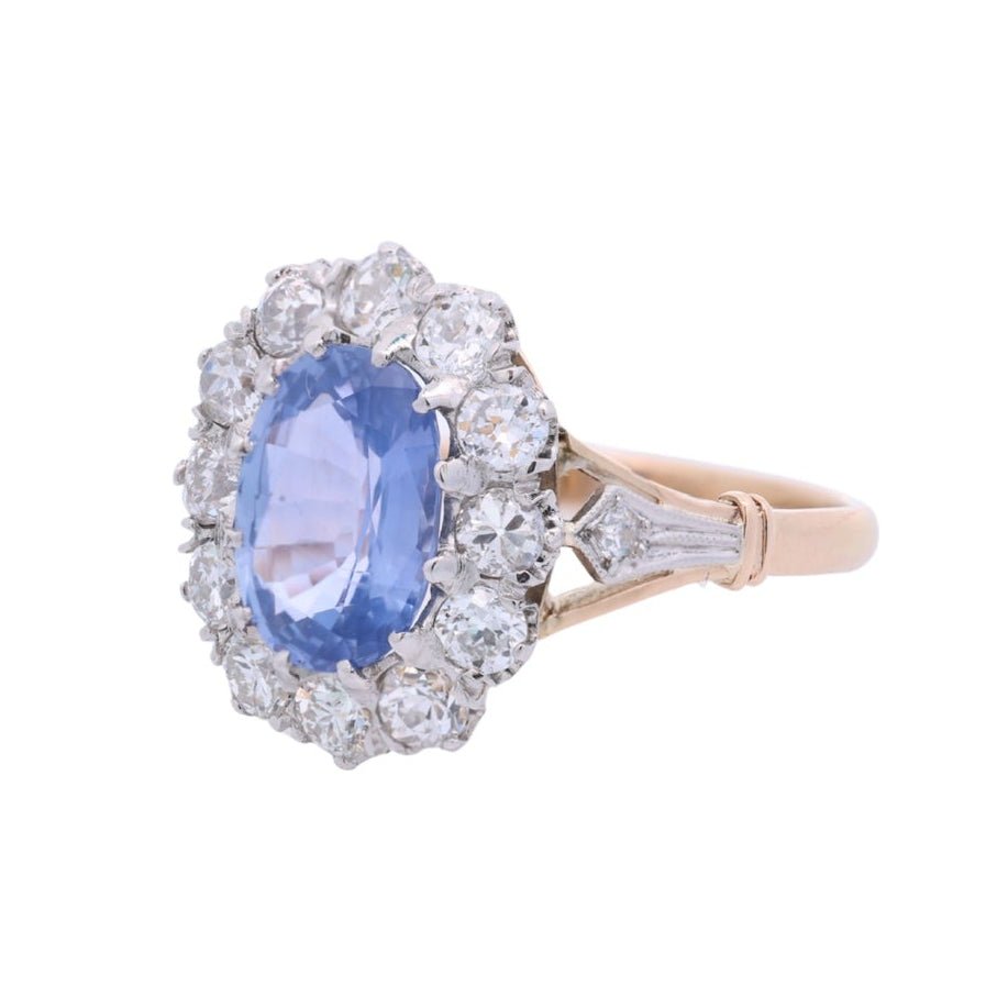 Bague Marguerite en or jaune, platine, saphir et diamants - Castafiore