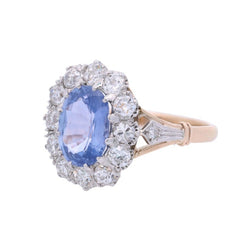 Bague Marguerite en or jaune, platine, saphir et diamants - Castafiore